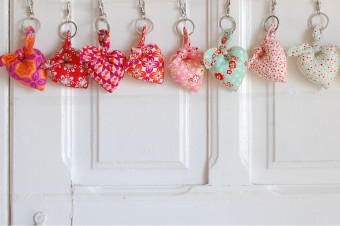 handmade fabric heart keyrings