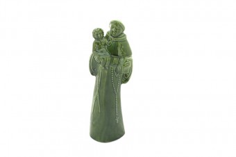 Medium Saint Anthony ceramic statue_green