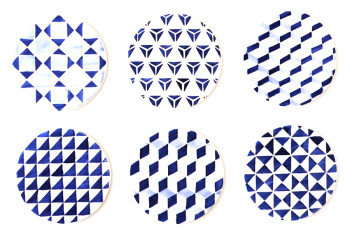 Blue tile pattern coasters