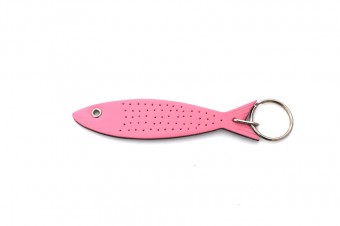 leather sardine keyring pink