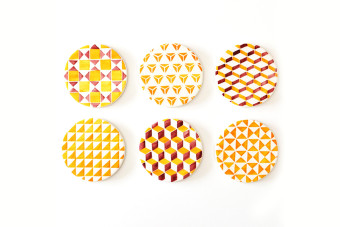 yellow tile pattern coasters2 900x600